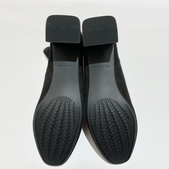 Cole Haan Laree Black Suede Ankle Booties Almond Toe Block Heel Leather Boot 9.5 - Picture 8 of 8